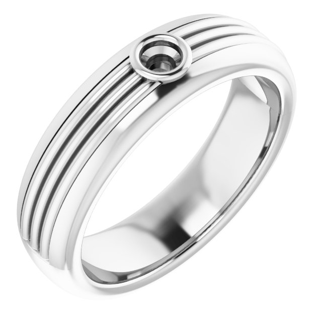 Grooved Comfort-Fit Bezel-Set Solitaire Band