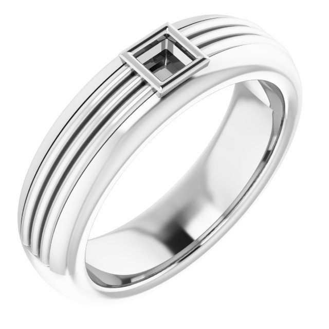 Grooved Comfort-Fit Bezel-Set Solitaire Band