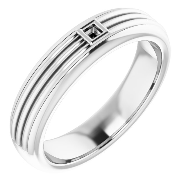 Grooved Comfort-Fit Bezel-Set Solitaire Band