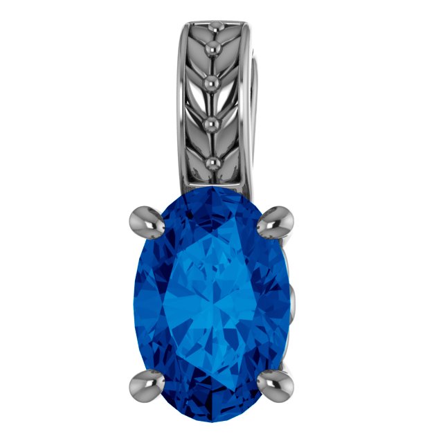 14K Yellow Chatham Created Blue Sapphire Pendant Ref 13466744