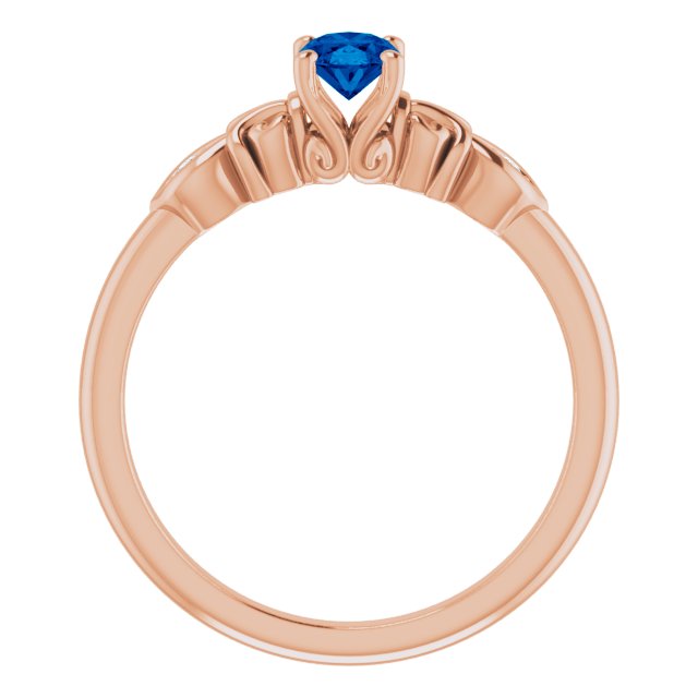 14K Rose Lab-Grown Sapphire & .02 CTW Natural Diamond Ring    