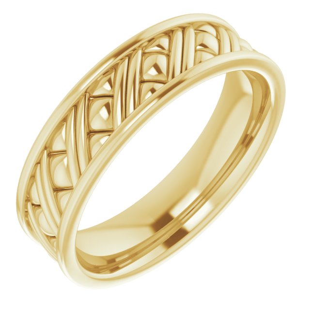14K Yellow 6 mm Woven-Design Band   Size 9.5