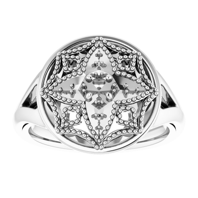 14K White 1/6 CTW Natural Diamond Vintage-Inspired Ring 