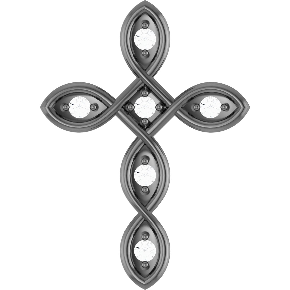 Sterling Silver .08 CTW Natural Diamond Cross Pendant  