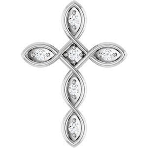 Sterling Silver 1/10 CTW Natural Diamond Cross Pendant  