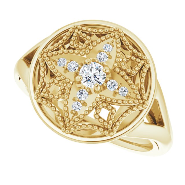 14K Yellow 1/6 CTW Diamond Vintage-Inspired Ring 