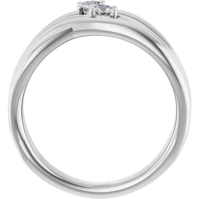 14K White 1/5 CTW Natural Diamond Two-Stone Bypass Ring  