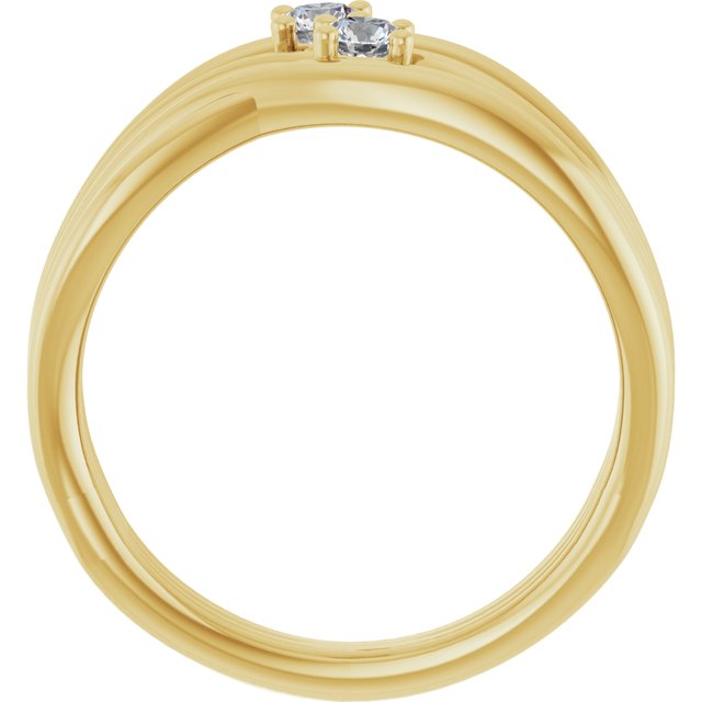 14K Yellow 1/5 CTW Diamond Two-Stone Bypass Ring  