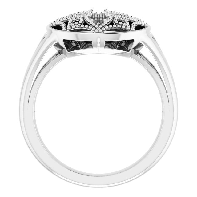 14K White 1/6 CTW Natural Diamond Vintage-Inspired Ring 