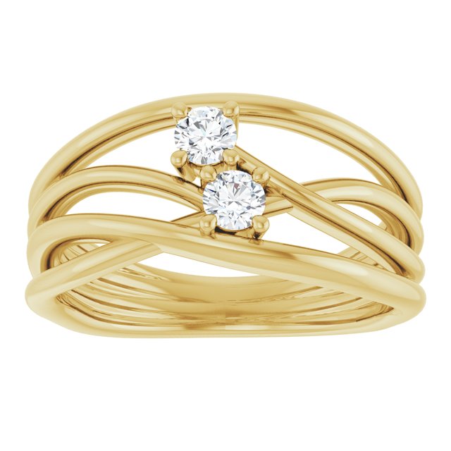 14K Yellow 1/5 CTW Natural Diamond Two-Stone Bypass Ring  