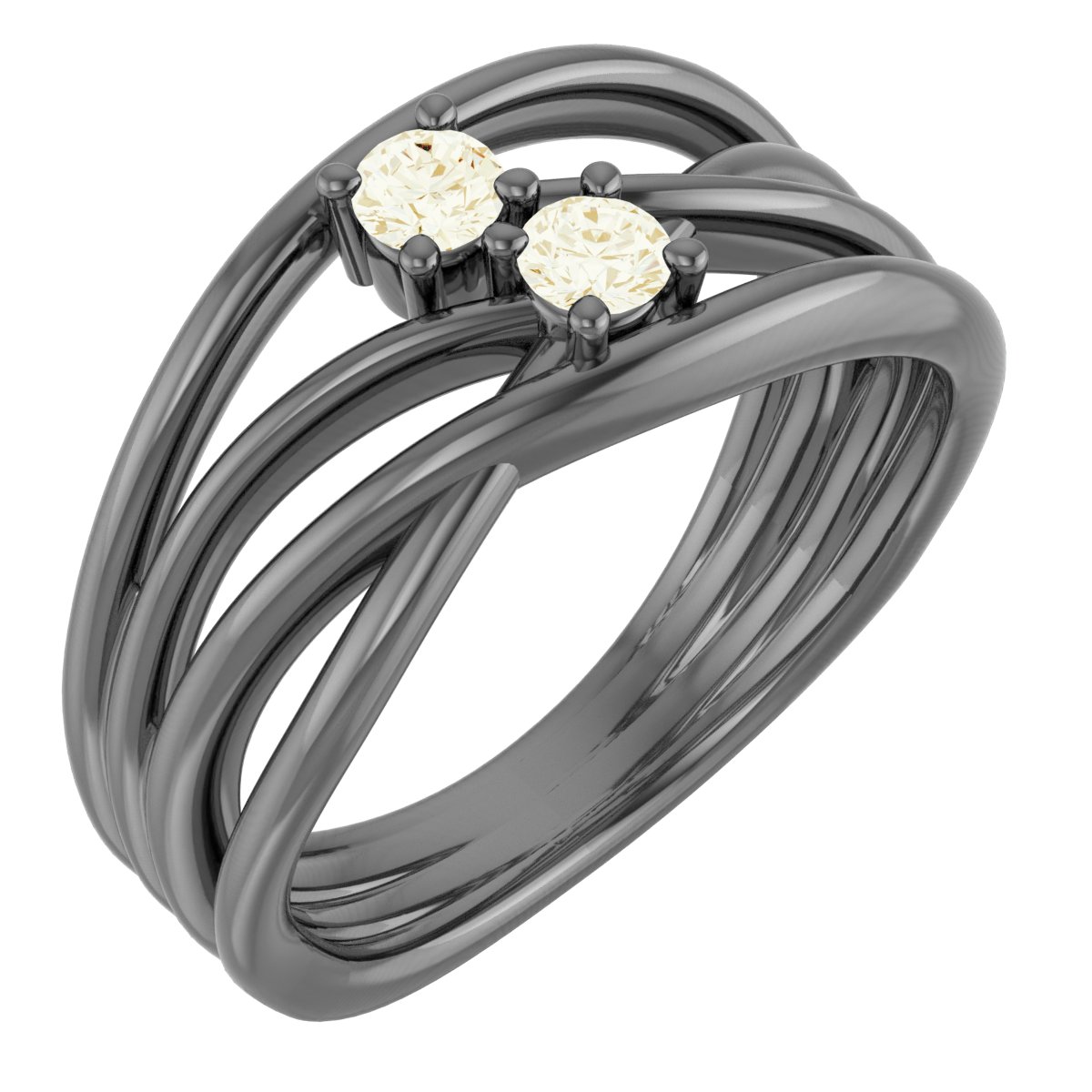 14K Yellow 1/5 CTW Natural Diamond Two-Stone Bypass Ring  