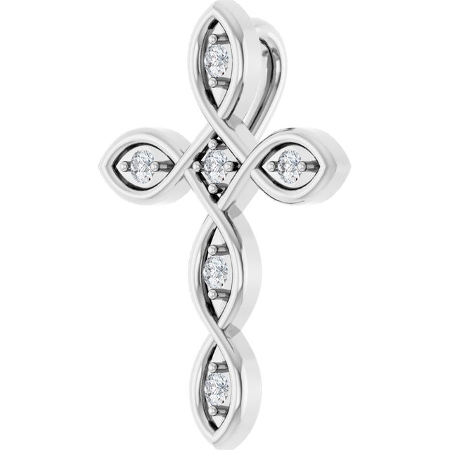 Sterling Silver .08 CTW Natural Diamond Cross Pendant  