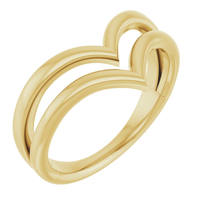 14K Yellow Double V Ring 