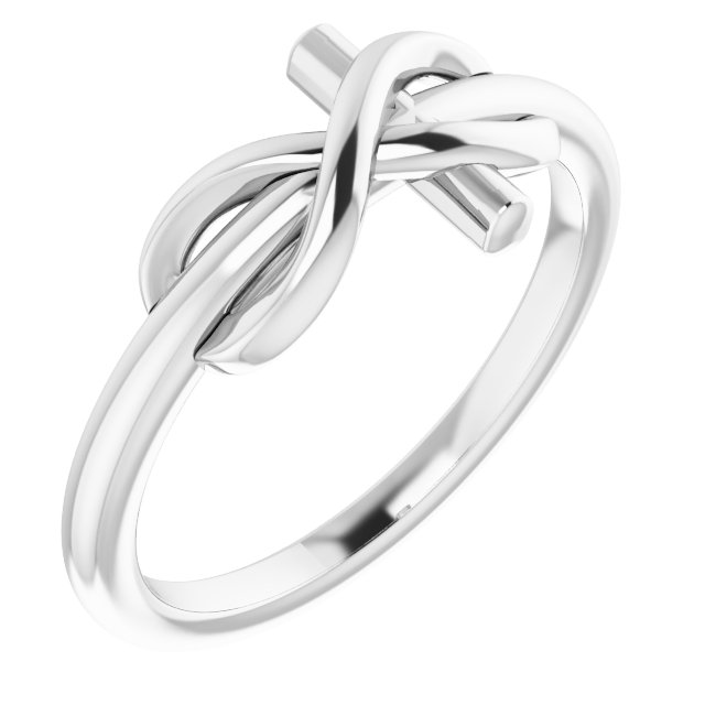 14K White Infinity-Inspired Cross Ring  