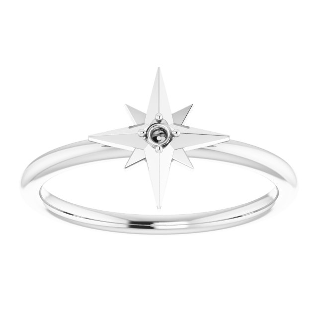 14K White .03 CT Natural Diamond Star Ring  