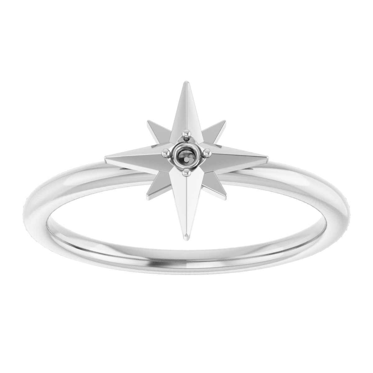 14K White .03 CT Natural Diamond Star Ring  