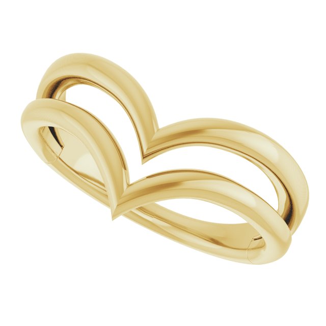 14K Yellow Double V Ring 