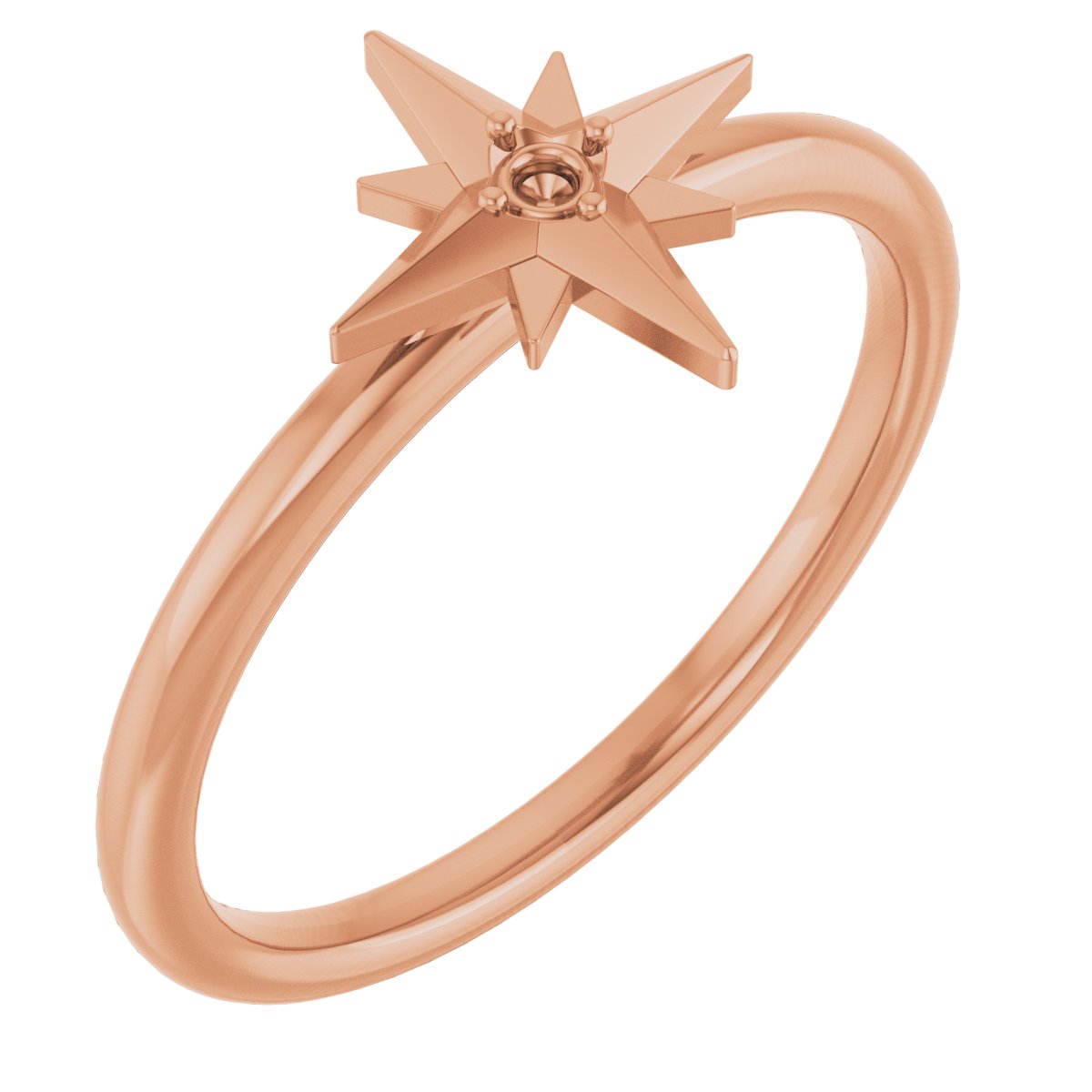 14K Rose Solitaire Star Ring Mounting