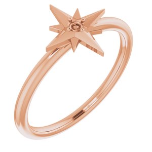 14K Rose Solitaire Star Ring Mounting