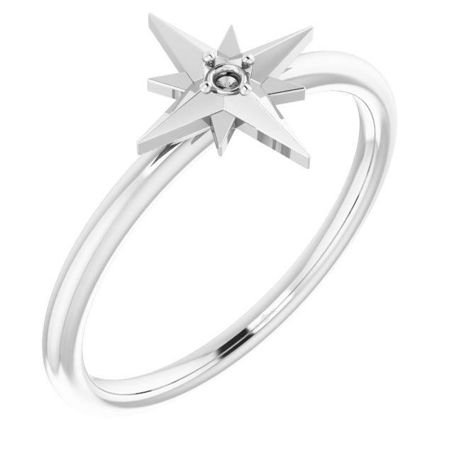 Sterling Silver Solitaire Star Ring Mounting