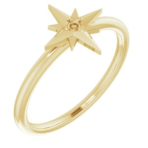14K Yellow Solitaire Star Ring Mounting
