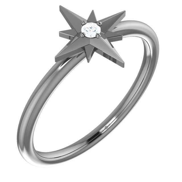 Sterling Silver .03 CT Diamond Star Ring  