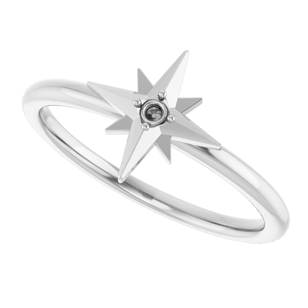 14K White .03 CT Natural Diamond Star Ring  