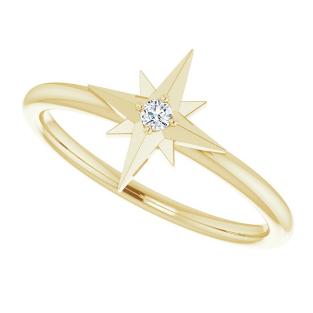 14K Yellow .03 CT Diamond Star Ring  