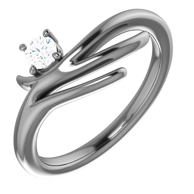 14K White 1/6 CTW Diamond Solitaire Freeform Ring