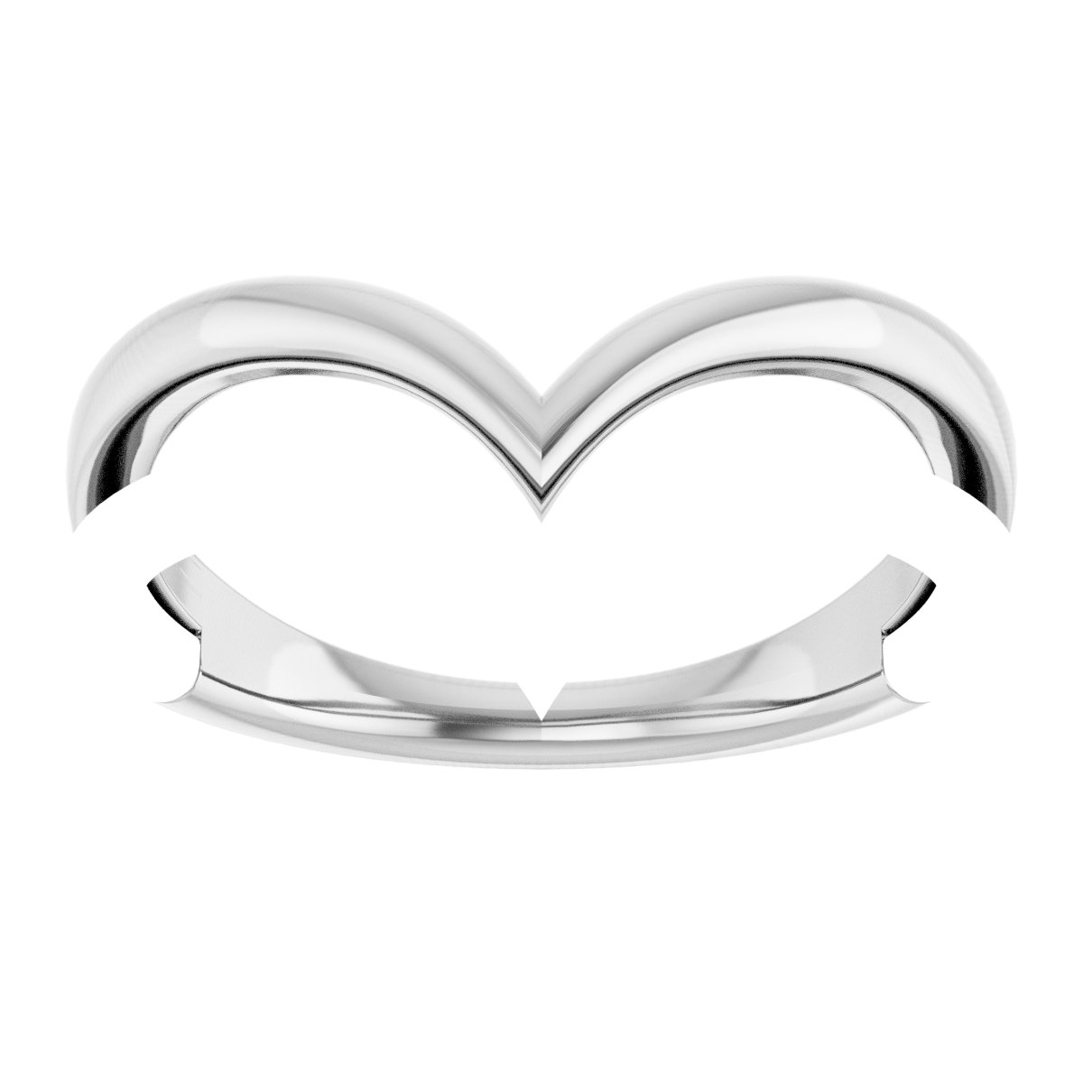 14K White & Rose Double V Ring   