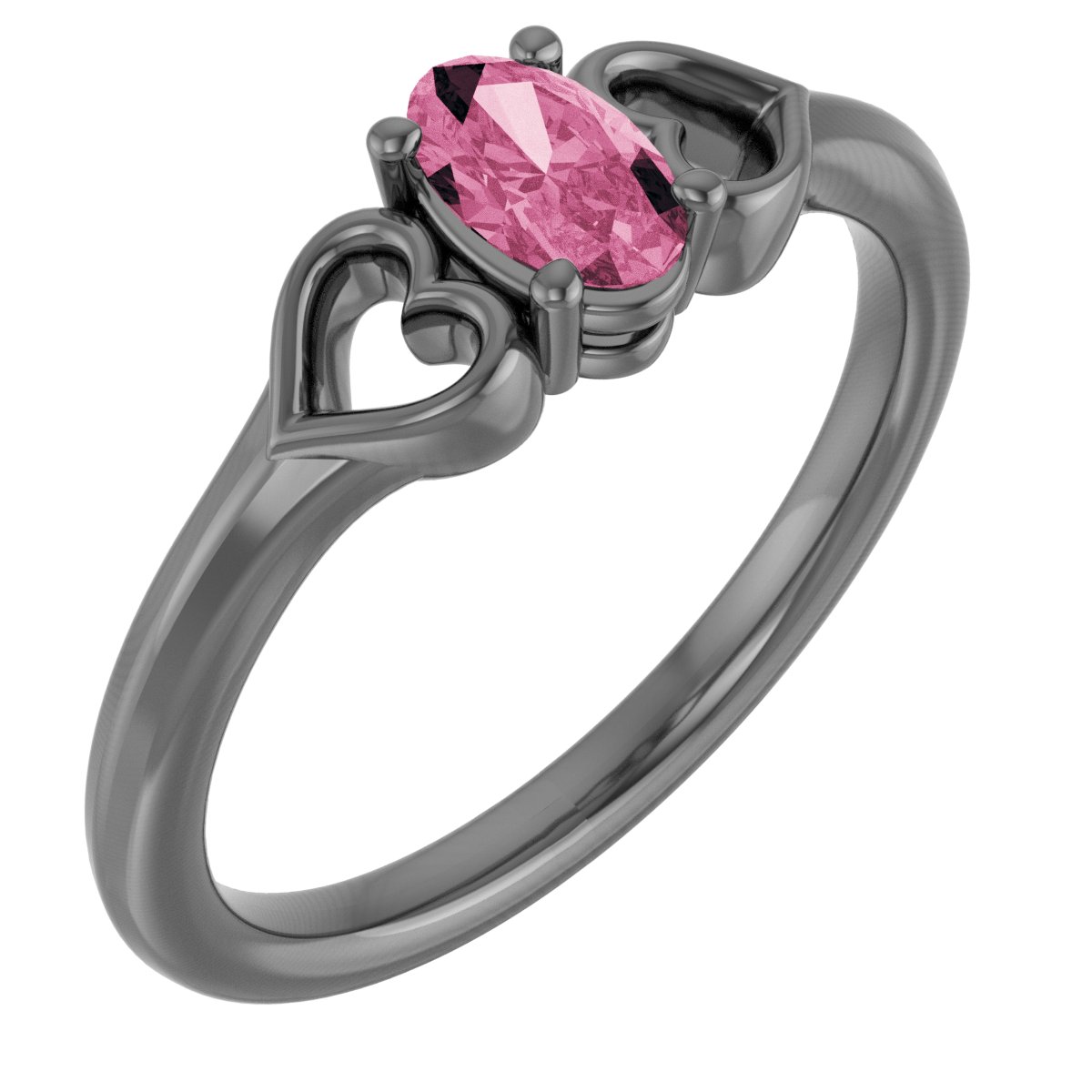 Sterling Silver Imitation Pink Tourmaline Youth Heart Ring