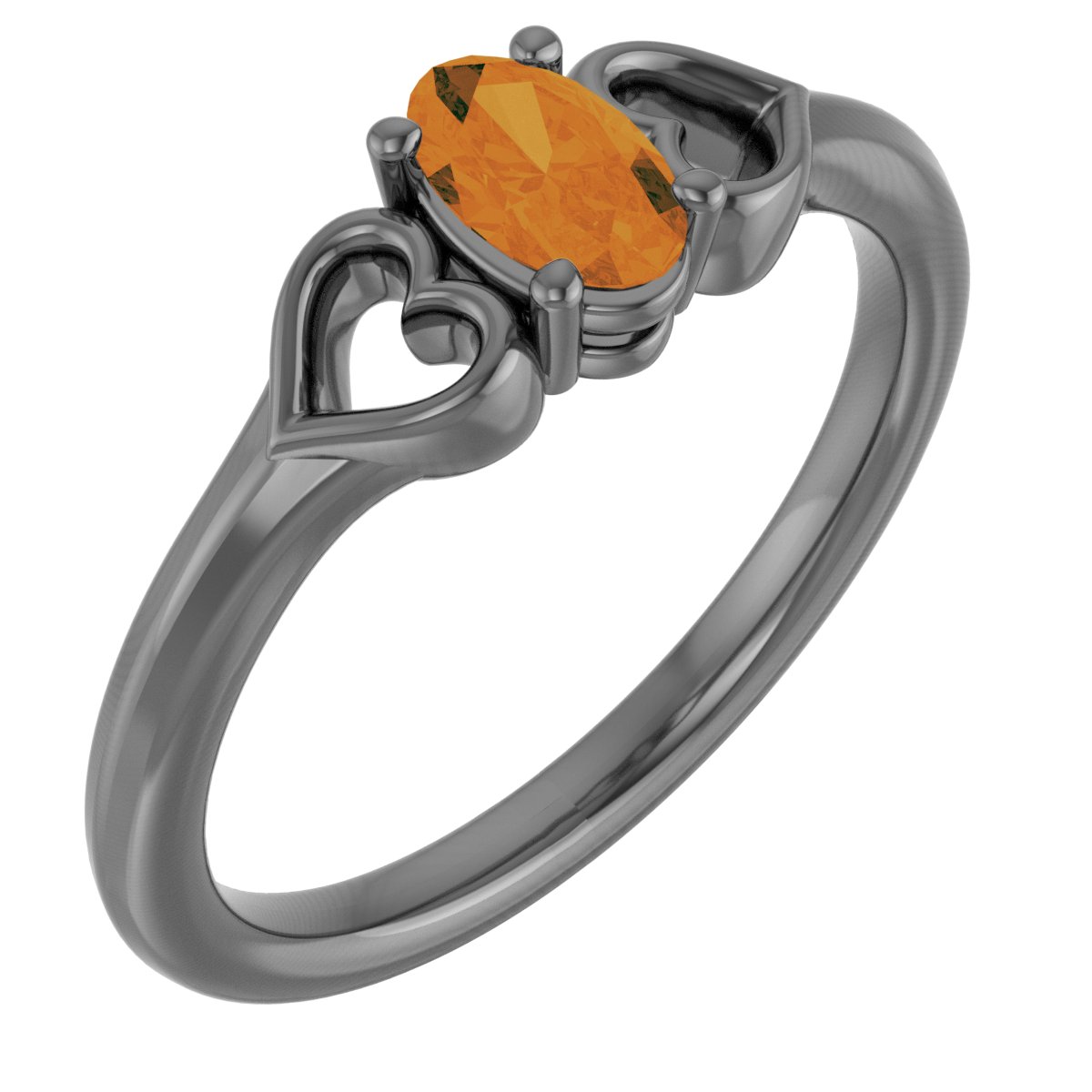Sterling Silver Natural Citrine Youth Heart Ring