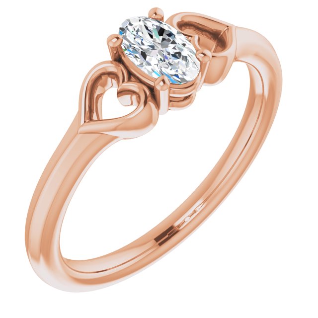 14K Rose Natural White Sapphire Youth Heart Ring