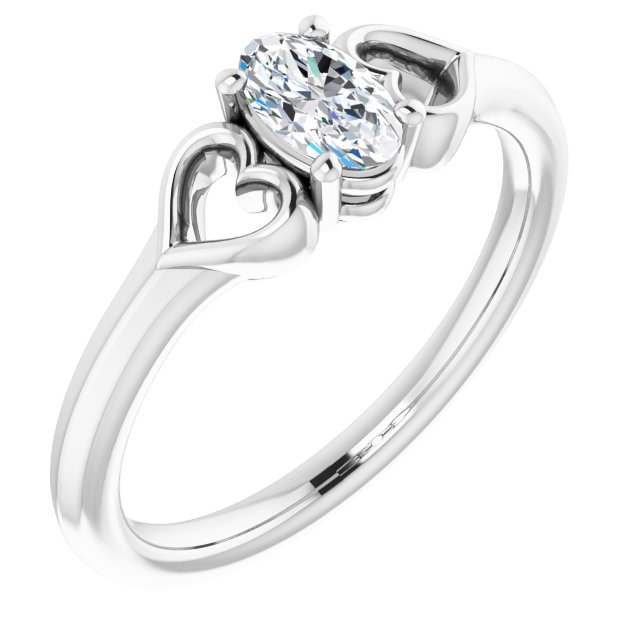 Platinum 1/4 CT Natural Diamond Youth Heart Ring
