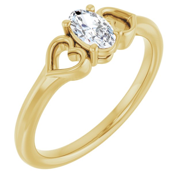 14K Yellow Natural White Sapphire Youth Heart Ring