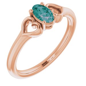 14K Rose Chatham® Lab-Created Alexandrite Youth Heart Ring  