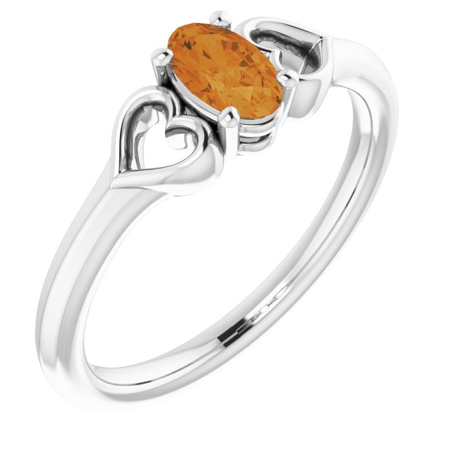 Sterling Silver Natural Citrine Youth Heart Ring