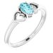 14K White Natural Blue Zircon Youth Heart Ring