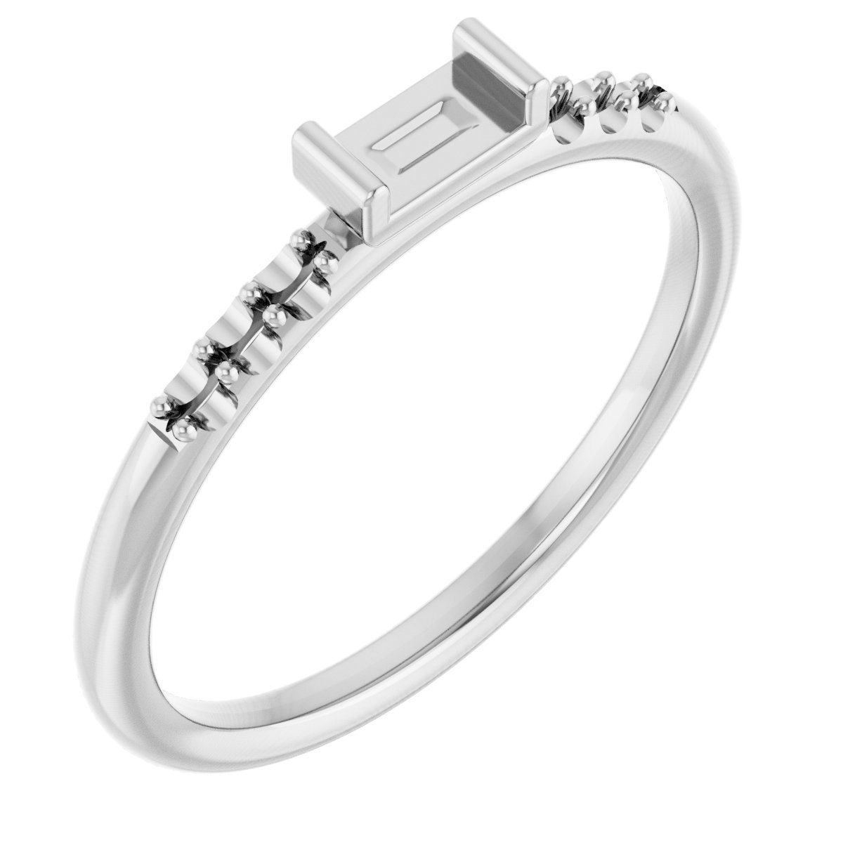 14K White 1/5 CTW Natural Diamond Stackable Accented Ring  