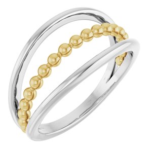 14K White/Yellow Negative Space Beaded Ring   