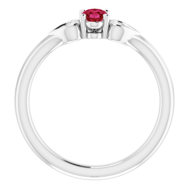 Sterling Silver Imitation Ruby Youth Heart Ring