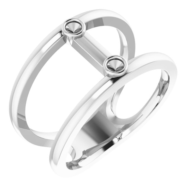 Sterling Silver .06 CTW Diamond Two-Stone Negative Space Ring    