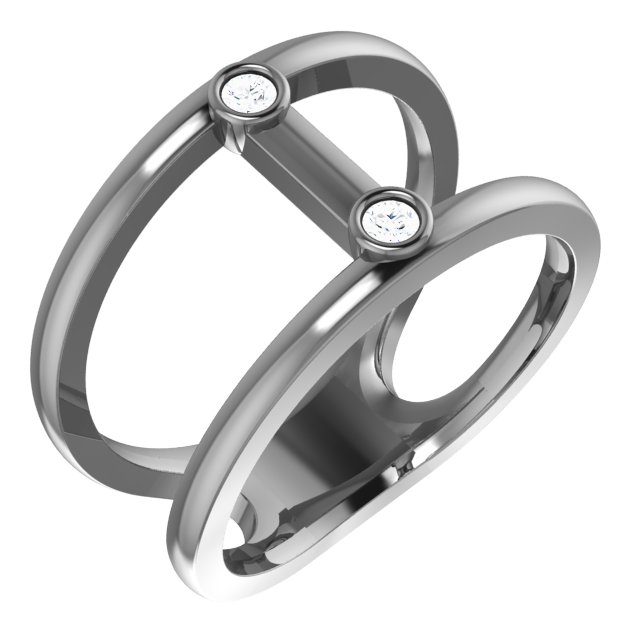 Sterling Silver .06 CTW Diamond Two-Stone Negative Space Ring    