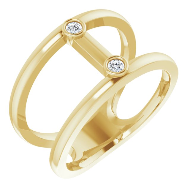 14K Yellow .06 CTW Natural Diamond Two-Stone Negative Space Ring    