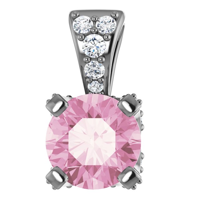 14K Rose Baby Pink Topaz & 1/10 CTW Diamond Pendant 
