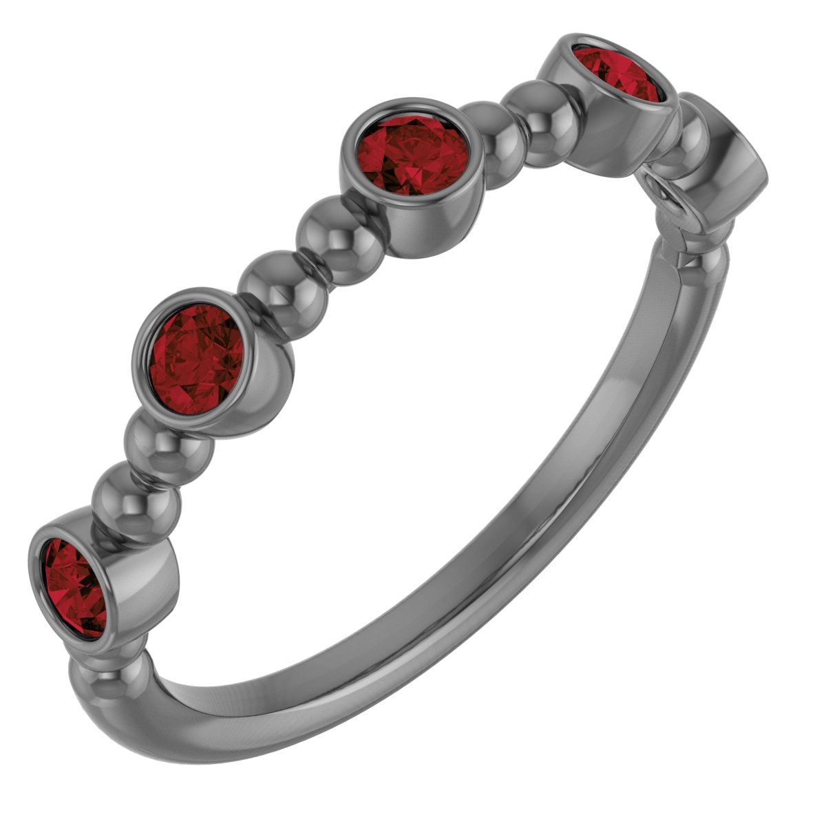 14K Yellow Mozambique Garnet Stackable Beaded Ring