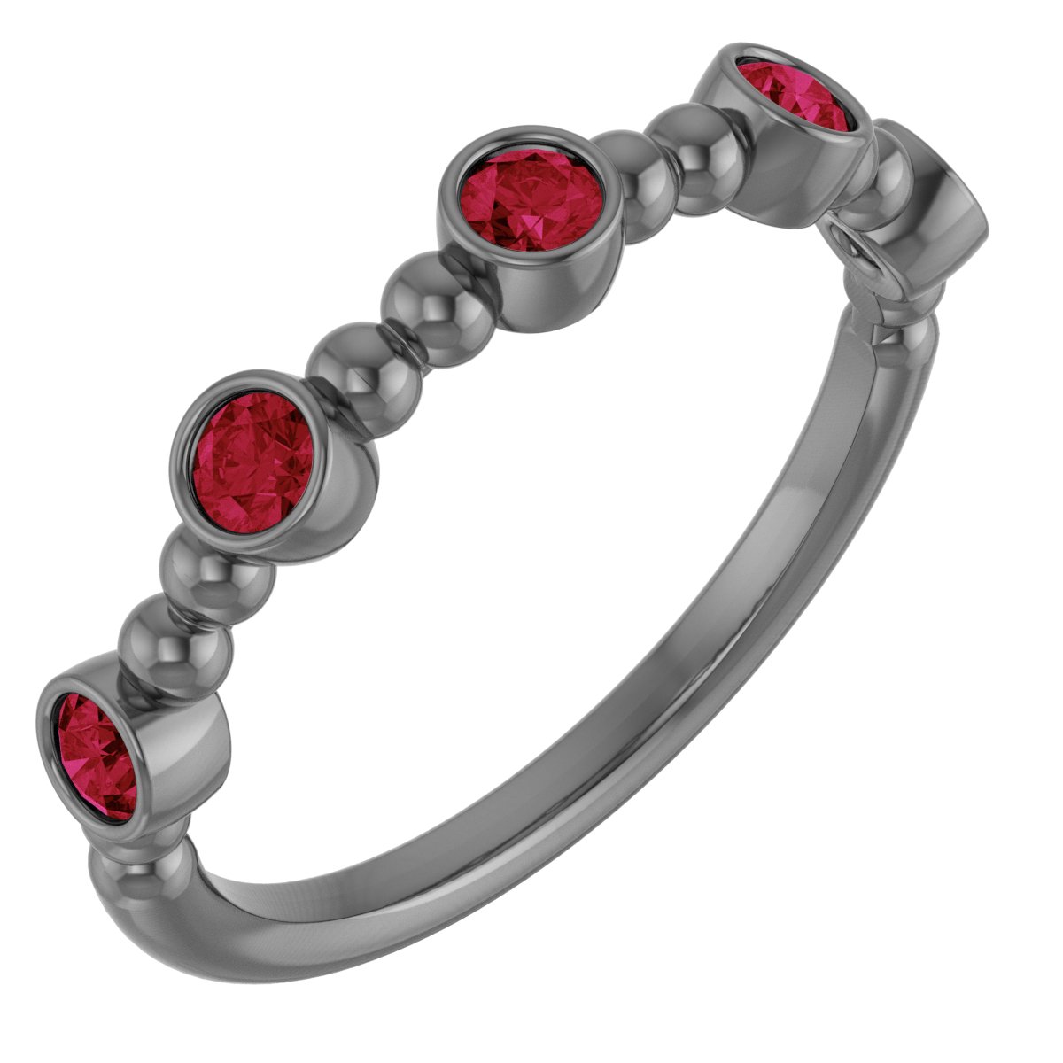 14K Yellow Ruby Stackable Beaded Ring          
