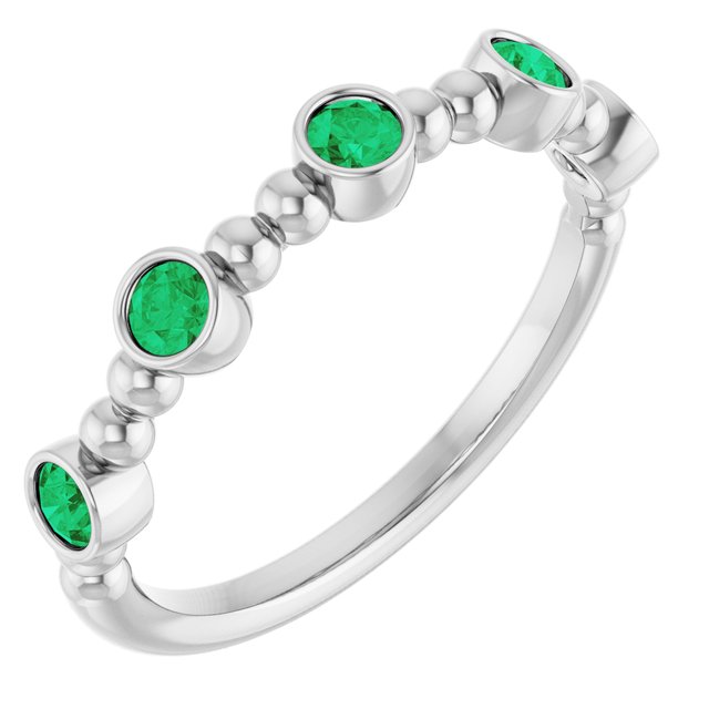 Platinum Lab-Grown Emerald Stackable Ring