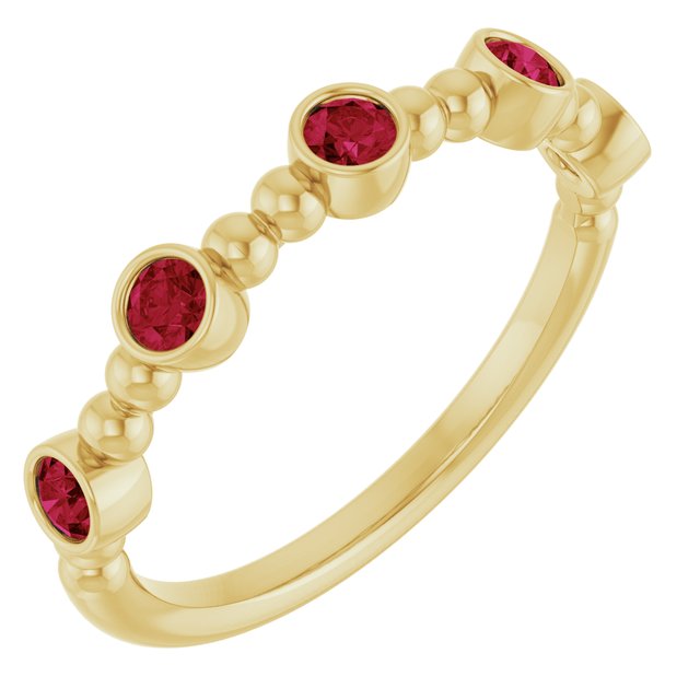 14K Yellow Lab-Grown Ruby Stackable Ring