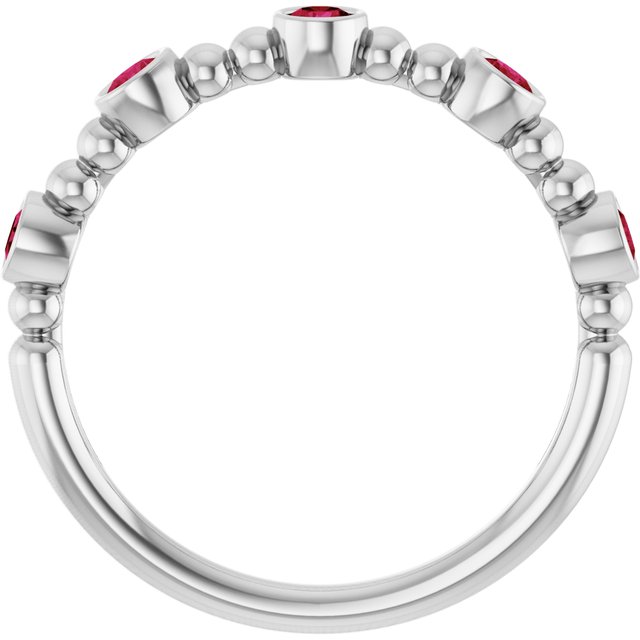 14K White Lab-Grown Ruby Stackable Ring